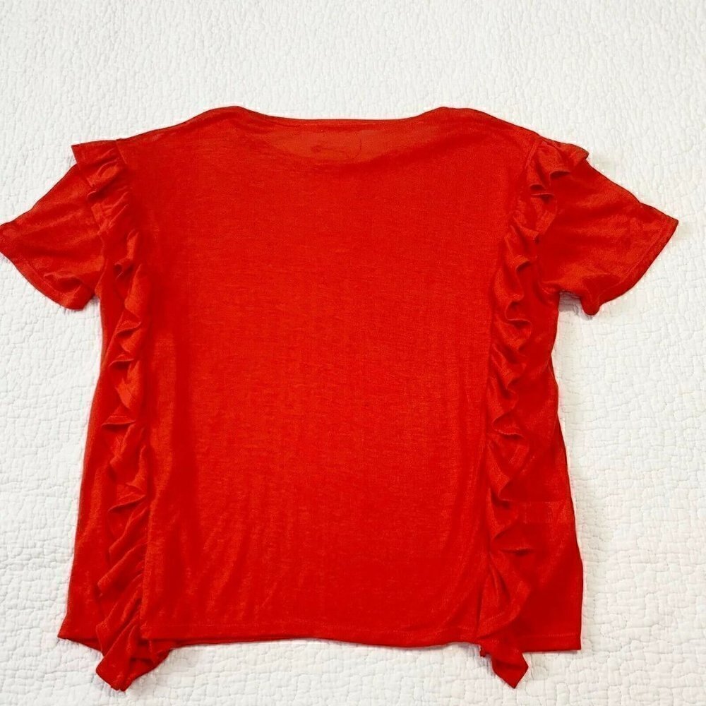 ALLISON New York Orange Ruffle Tee NEW! - Picture 6 of 6